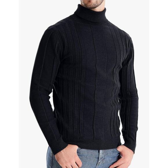 Mens Ribbed Turtleneck Sweater Black Medium NWOT - Picture 1 of 4